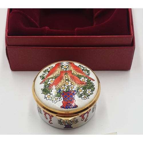 787 - STAFFORDSHIRE ENAMELS TRINKET BOX (Limited Edition 1,000 This One Being No 0585)  (Original Box)