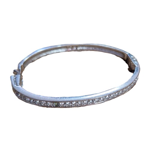 139 - WHITE METAL /CUBIC ZIRCONIA STONE SET BANGLE By Indulgence  (Original Box)Plus Swarovski STONE SET B... 