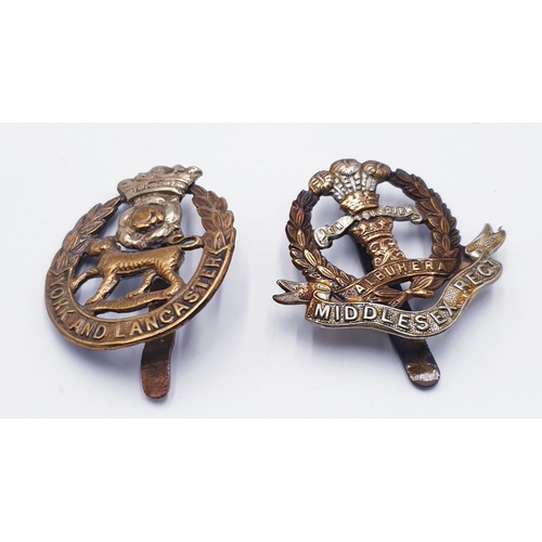 736 - MIDDLESEX REGIMENT CAP BADGE & YORK AND LANCASTER REGIMENT CAP BADGE