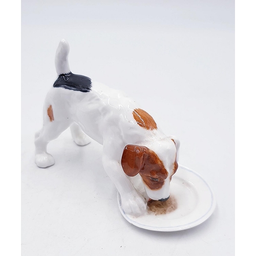 65 - ROYAL DOULTON 12.7cm MODEL OF A DOG With PLATE HN 1158 (Model No 963) 1937/85 (Designer Unknown).