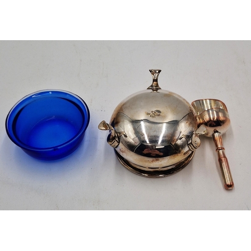 23 - SILVER PLATED 6cm Dia SUGAR BOWL & SCOOP