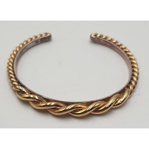 729 - STERLING SILVER /GILT BRACELET/BANGLE  By Designer Anna Beck (Total Weight 20 Grams)