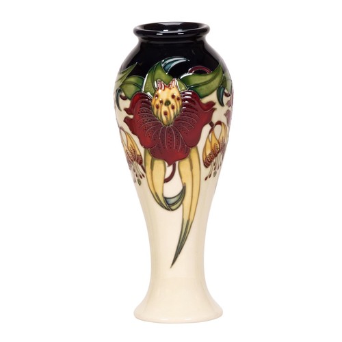 358 - MOORCROFT Large 20cm x 8.5cm x  8.5cm BALLOON VASE (Shape No 75/8) IN THE ANNA LILY DESIGN By Design... 