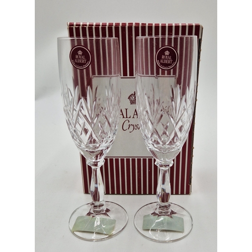 14 - ROYAL ALBERT CRYSTAL (Boxed Set Of Two) CHAMPAGNE FLUTES