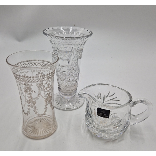 17 - WEBB CRYSTAL 15cm VASE ,EDWARDIAN 13cm VASE Plus DOULTON JUG