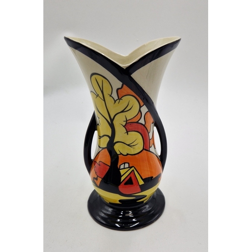 119 - LORNA BAILEY Large 22cm TWIN HANDLED VASE IN THE OAKLANDS DESIGN Signed By Lorna Bailey (Early Piece... 