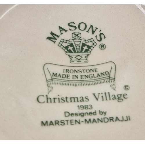 126 - MASON'S IRONSTONE  MUGS (3) Plus Large 24 x 28 cm  MEAT DISH IN THE CHRISTMAS VILLAGE DESIGN  c1983 ... 