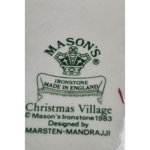 126 - MASON'S IRONSTONE  MUGS (3) Plus Large 24 x 28 cm  MEAT DISH IN THE CHRISTMAS VILLAGE DESIGN  c1983 ... 