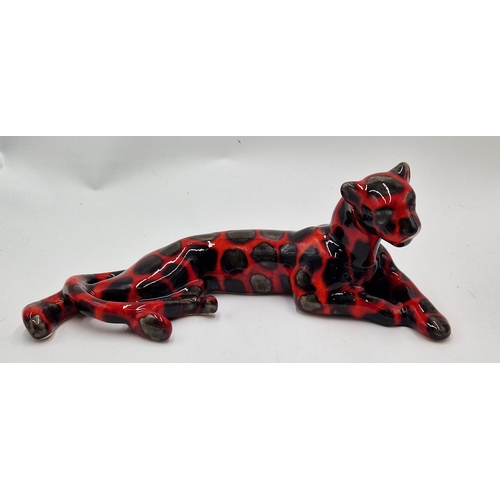 142 - ANITA HARRIS ART POTTERY Large 15cm x 39cm MODEL OF A PANTHER IN THE HOT COALS DESIGN  (Signed In Go... 