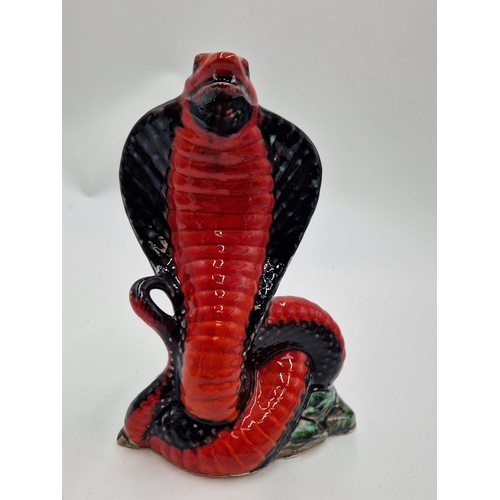 645 - ANITA HARRIS ART POTTERY Large 22cm MODEL OF A COBRA THE VENEMOUS SNAKE  (Signed In Gold By Anita Ha... 