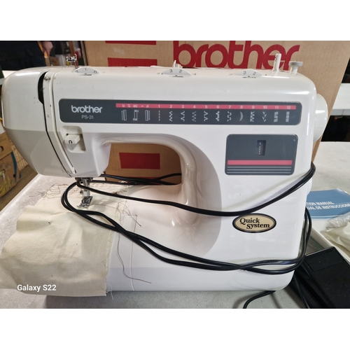 155 - BROTHER PS 31 ELECTRIC SEWING MACHINE With INSTUCTIONS, & PARTS (Original Box)