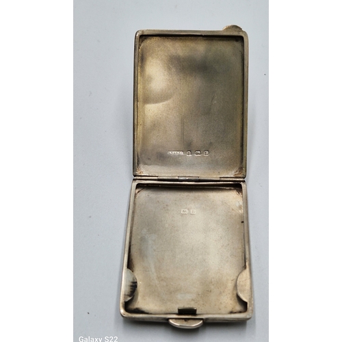 249 - SILVER VISITING 6cm x 4.5cm CARD CASE With ENGINE TURNED COVER (Total Weight 27.54 Grams)