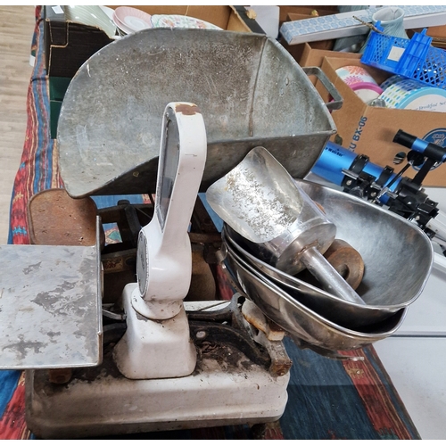 309 - SHOP SCALES (2) With WEIGHTS & SCOOP. (Please Note This Lot Will NOT BE PACKED OR SHIPPED....COLLECT... 