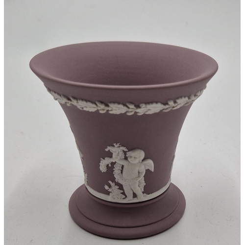 407 - WEDGWOOD LILAC JASPER WARE Small 9cm VASE