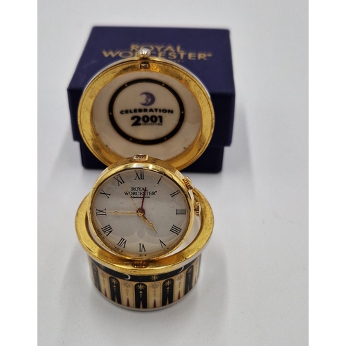 432 - ROYAL WORCESTER ENAMEL TRINKET BOX CLOCK (Original Box)