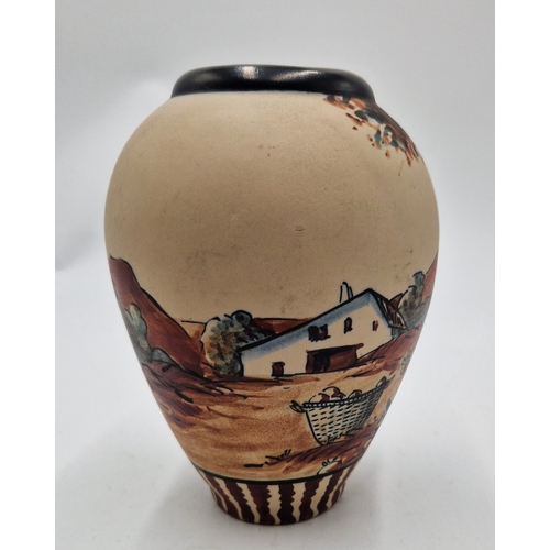 443 - CIBOURE POTTERY (France) 16cm (Hand Painted) BASQUE VASE  Designed by Richard Le Corrone