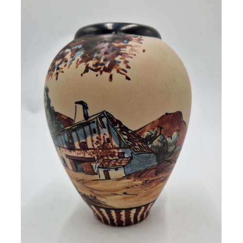 443 - CIBOURE POTTERY (France) 16cm (Hand Painted) BASQUE VASE  Designed by Richard Le Corrone