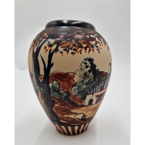 443 - CIBOURE POTTERY (France) 16cm (Hand Painted) BASQUE VASE  Designed by Richard Le Corrone