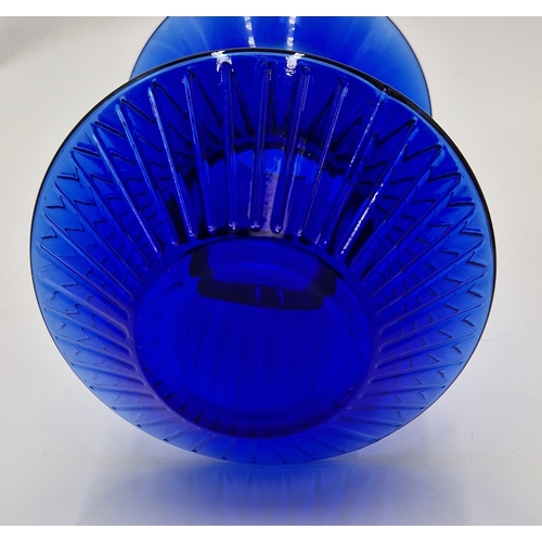 535 - RADIANT COBALT BLUE GLASS MODERNIST WAISTED Large 23.5cm VASE