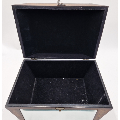 638 - WOODEN ART DECO Large 31cm x 21cm x 13cm MIRRORED JEWELLERY BOX