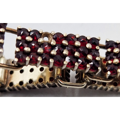 682 - SILVER (935) / GILT /GARNET STONE SET BRACELET (Total Weight 16.3 Grams)  (Boxed)