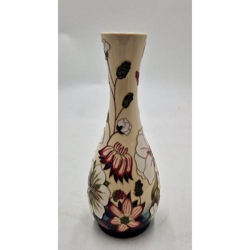 774 - MOORCROFT Large 21cm x 8cm x 8cm VASE (Shape 82/8) IN THE BRAMBLE REVISITED DESIGN By  Designer By A... 