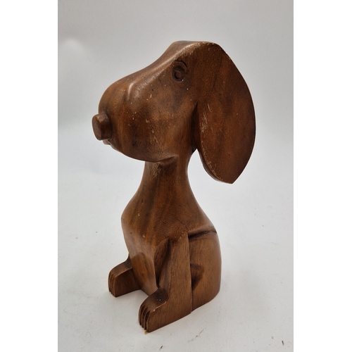 799 - WOODEN Large 22cm MODEL OF SNOOPY TOGETHER WITH A BODICE LAMP