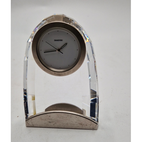 801 - SWAROVSKI CRYSTAL Miniature 9cm CLOCK With STAND