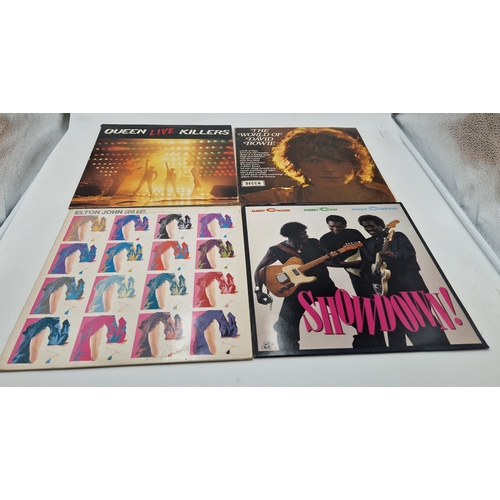 725 - ROCK VINYL LPS (4)
QUEEN LIVE KILLERS GATEFOLD SLEEVE DOUBLE LP + INNERS. DAVID BOWIE THE WORLD OF D... 