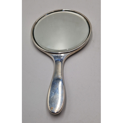 2 - SOLID SILVER 20cm x 13cm FRAMED/HANDLED HAND MIRROR (Hallmarked For London 1906) With TORTOISESHELL ... 