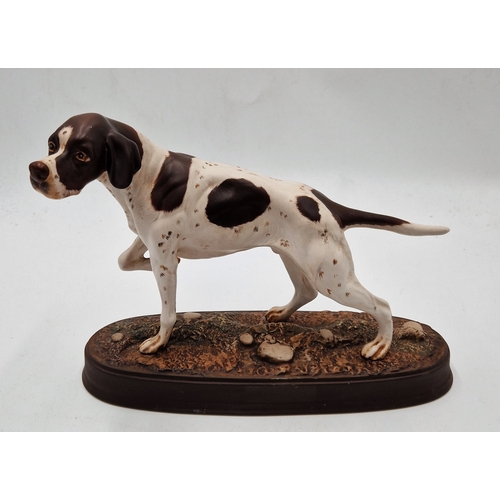 8 - BESWICK Large 21.6cm MODEL OF A POINTER On CERAMIC PLYNTH (Matt White / Brown Colourway) Model No 30... 