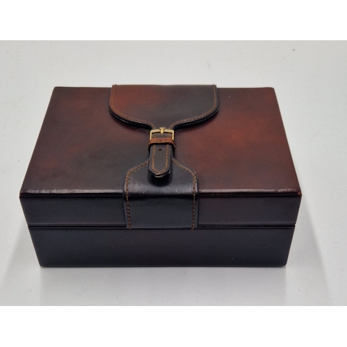 46 - LEATHER BOUND Large 20cm x 15cm x 8cm CIGAR BOX