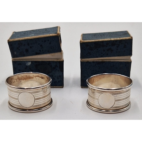 51 - SILVER  NAPKIN RINGS (2) (Hallmarked For Birmingham 1921) (Total Weight 20 Grams) (Both Boxed)