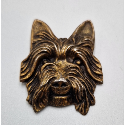 54 - SILVER/GILT 5cm BROOCH FASHIONED AS A TERRIER DOG  (Old)