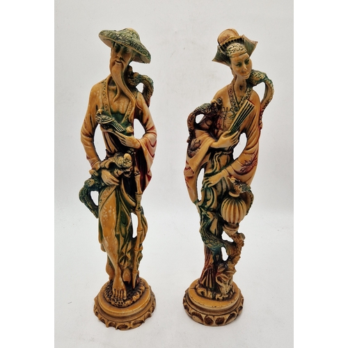 77 - ORIENTAL Extra Large 46cm FIGURINES (2)