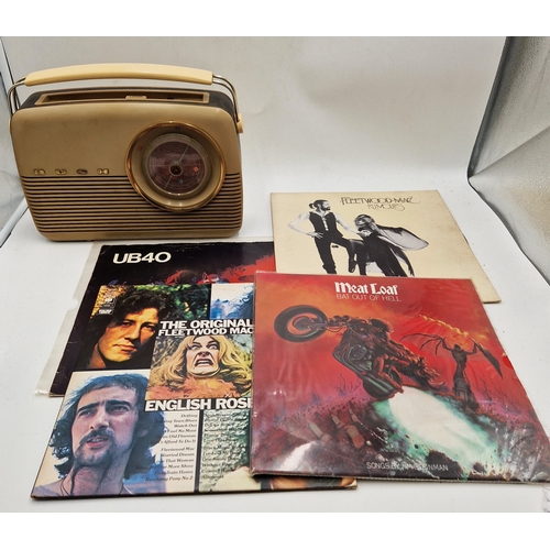 89 - ROBERTS RADIO & FOUR VINYL ALBUMS To Include FLEETWOOD MAC, MEAT LOAF,Etc