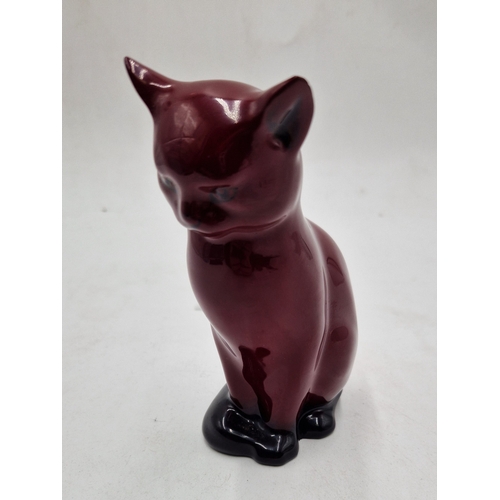 256 - ROYAL DOULTON  13cm x 6cm FLAMBE MODEL OF A CAT