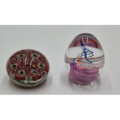 294 - MILLEFIORI GLASS PAPERWEIGHT Plus GLASS TWIST PAPERWEIGHT