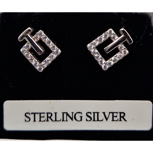 310 - SILVER (925) / STONE SET EARRINGS (Boxed)