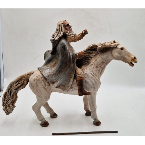 627 - NEIL DALRYMPLE Extra Large 51cm x 42cm SCULPTURE GANDALF ON HORSEBACK.
 (Please Note This Lot WILL N... 