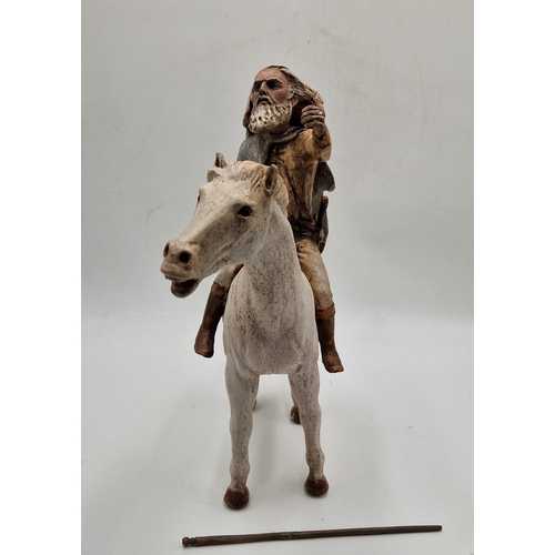 627 - NEIL DALRYMPLE Extra Large 51cm x 42cm SCULPTURE GANDALF ON HORSEBACK.
 (Please Note This Lot WILL N... 