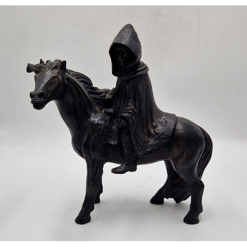 629 - NEIL DALRYMPLE 28cm  x 37cm SCULPTURE OF A BLACK RIDER ON HORSEBACK.
(Please Note This Lot WILL NOT ... 