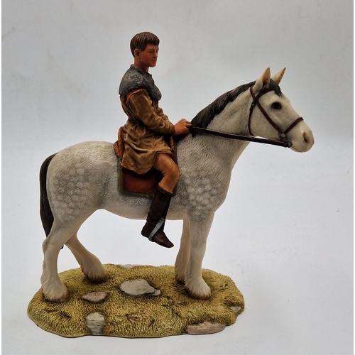 654 - SHERRATT & SIMPSON Large 20cm x 22cm MODEL OF A HORSE And RIDER