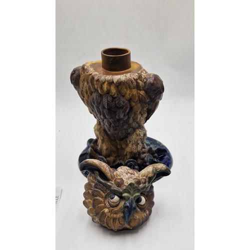 724 - BURSLEM POTTERY HIGH FIRED STONEWARE Extra Large 38cm x 27cm GROTESQUE MODEL OF THE WISE OLD OWL 