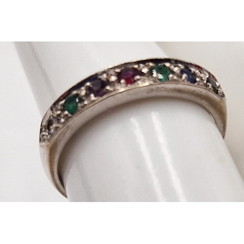 725 - 18ct WHITE GOLD / MULTI STONE SET D.E.A.R.E.S.T. RING (Size M , Total Weight 3.8 Grams)
(The Dearest... 