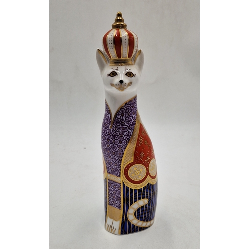 729 - ROYAL CROWN DERBY CHINA Large 23cm MODEL ROYAL 'ROYAL ABYSSINIAN' CAT