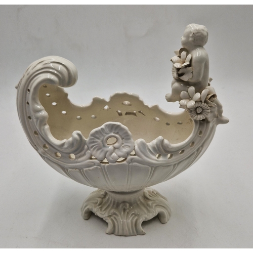 796 - ITALIAN PORCELAIN (Mid 20th Century) MODEL OF A GONDOLA With PUTTI HOLDING FLOWERS