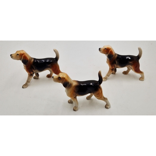 797 - KATO KOGET (Japan) PORCELAIN MODELS OF THREE BEAGLES (Rare)