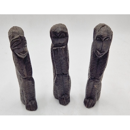 130 - CARVED 17cm MODELS OF THE THREE WISE MONKEYS