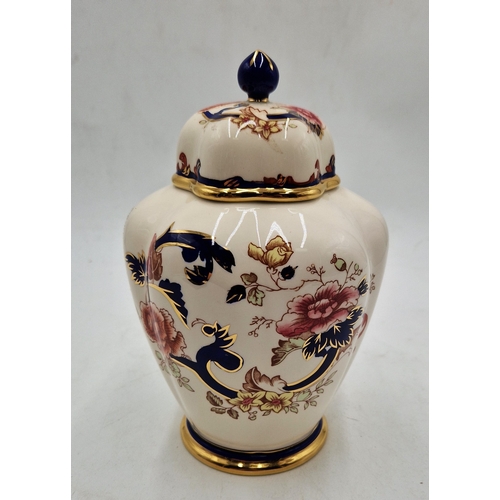 202 - MASON'S IRONSTONE Large 21cm LIDDED JAR IN THE BLUE MANDALAY DESIGN